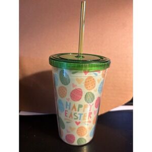 Easter, Tumbler With Straw, Dome Top With Decorations. New